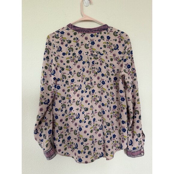 Boden Silk Floral Blouse Size 8 Peasant Boho Tunic Workwear Top Classic Chic - Picture 2 of 7